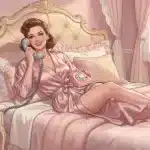 Warm pastel illustration of a cozy nighttime bedroom scene with a phone glowing softly on a nightstand next to a plush teddy bear and soft blanket