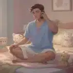 Dreamy pastel watercolor of soft diapers, a baby bottle, a plush bunny, and a cozy blanket in a warm nursery setting