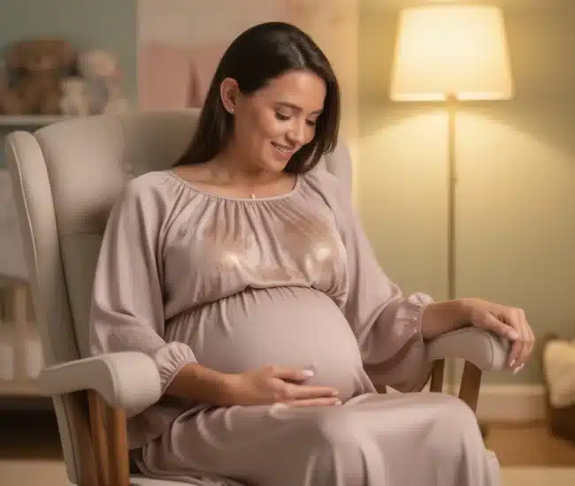 Soft dreamy watercolor of a nurturing maternal figure cradling someone close in warm golden light evoking breastfeeding phone sex comfort and safety