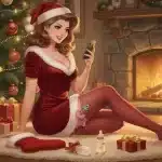 Cozy watercolor illustration of a warm nursery scene during the holidays with soft lights and comforting elements representing adult baby phone sex comfort during the season