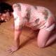 Teen Cute boy with pacifier crawling on the floor