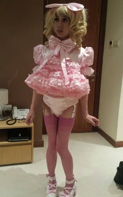 Prissy Sissy Girl Bow Beauty Satin Pink Dress Puff Ball Sleeves