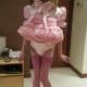 Prissy Sissy Girl Bow Beauty Satin Pink Dress Puff Ball Sleeves