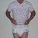 adult Man Holding his messy diaper with hand