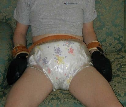 Boy Wearing the adult baby Diaper