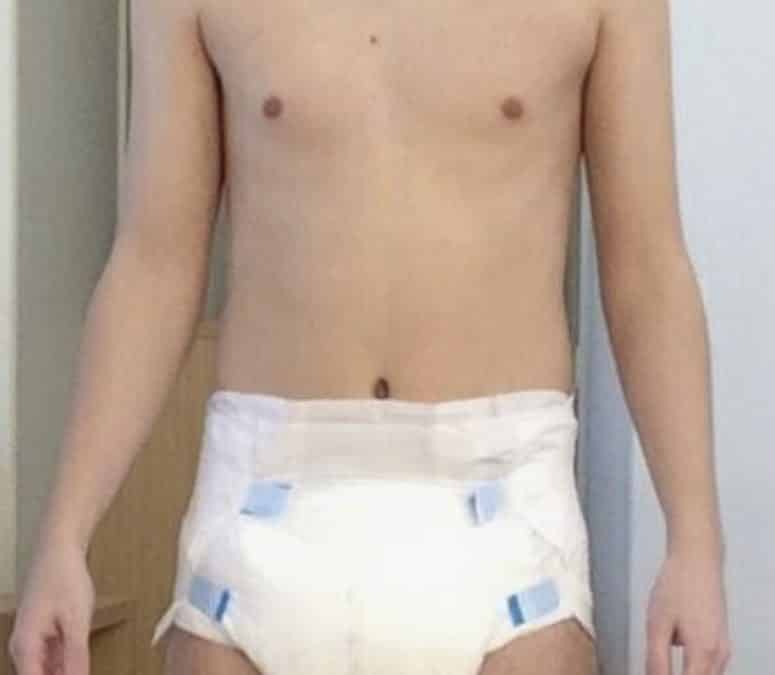 Hottest adult Boy Wearing the adult White diaper