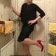 Sexy man wearing the girl dress with Standing