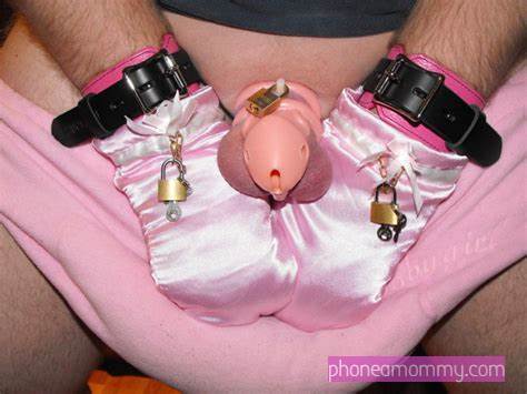 Cuckold sissy is tied up and wearing lingerie