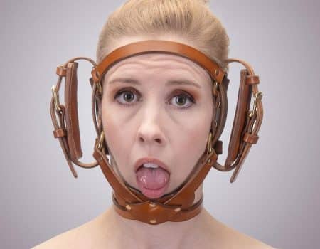 Girl Bondage Hole Open Mouth Leather Head Harness