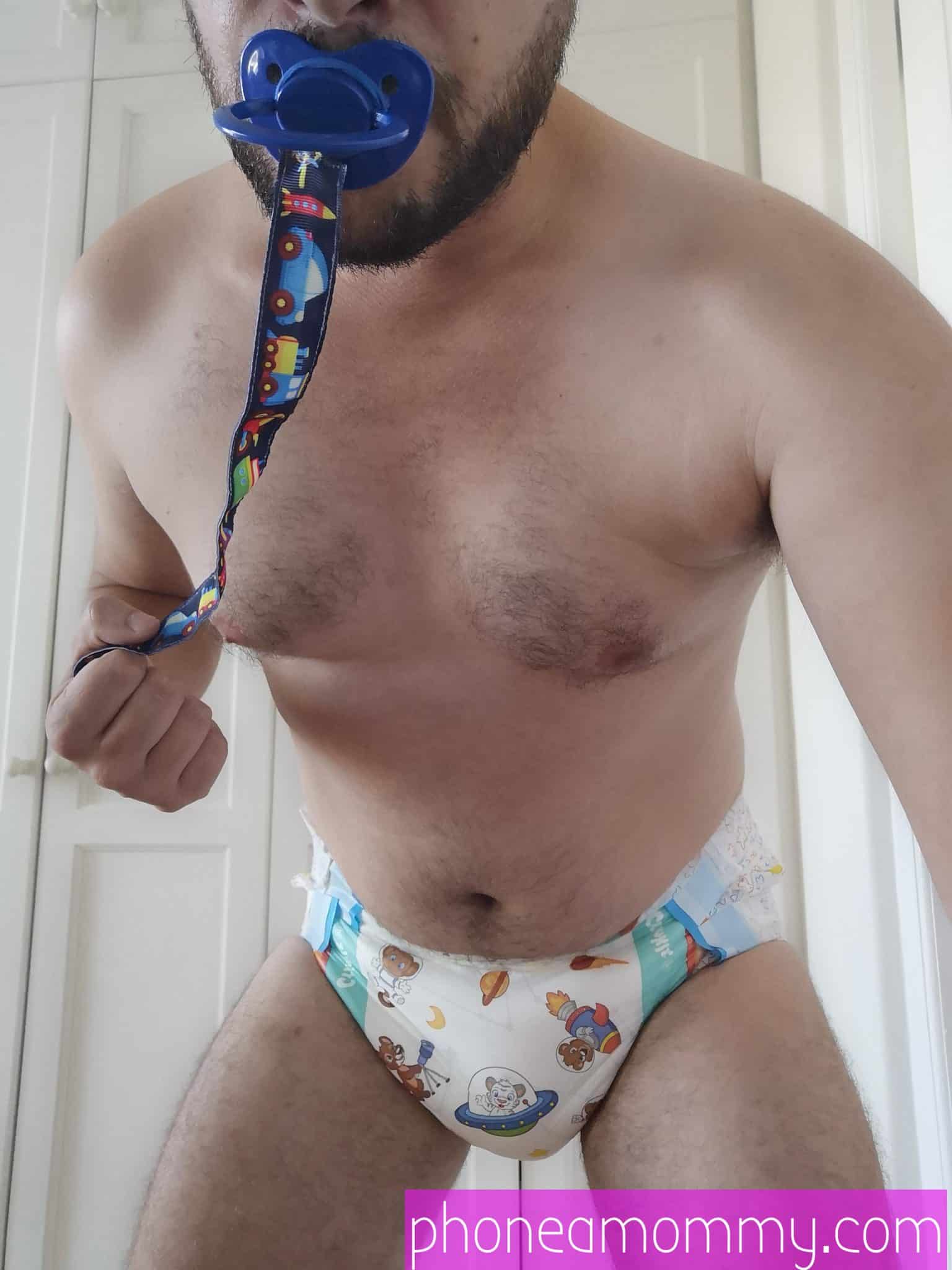 Men Shows His diaper and also sucking the nipple