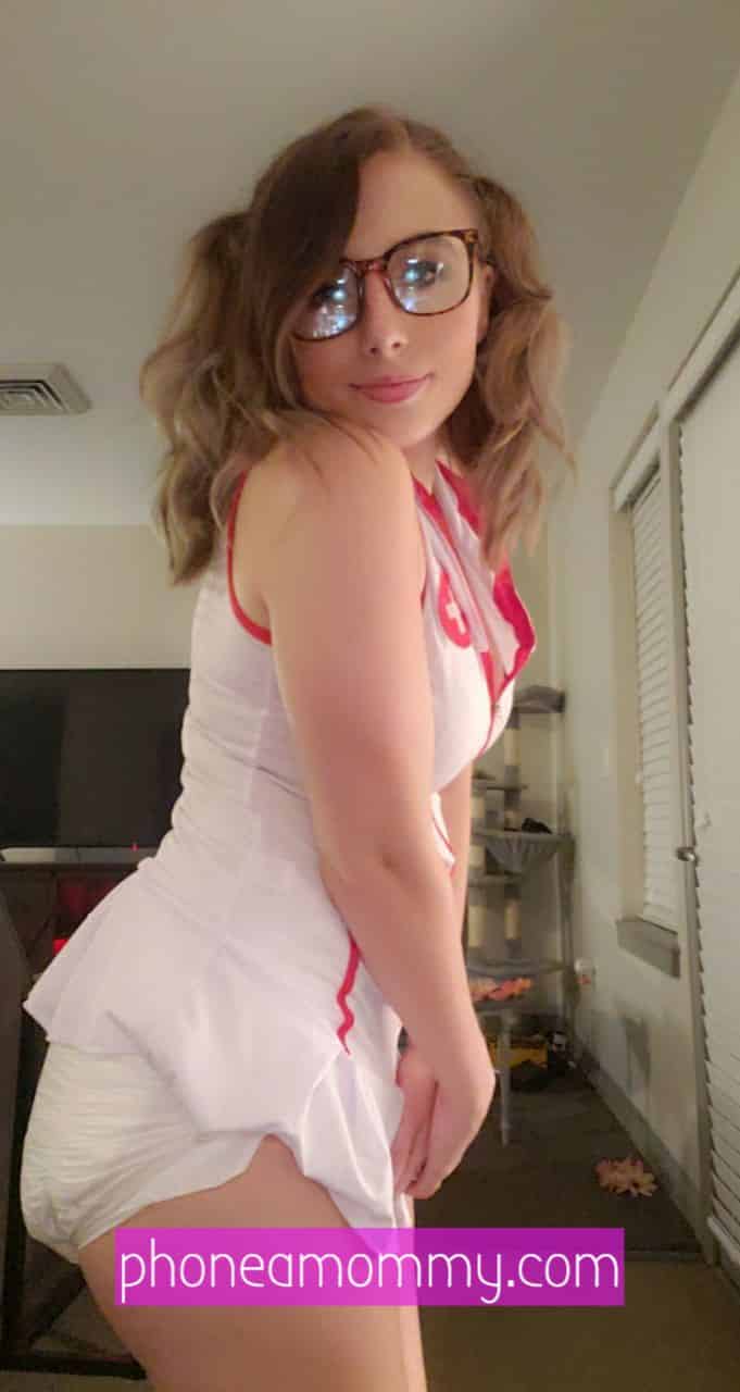 Pretty Teen Girl Wearing the white diaper