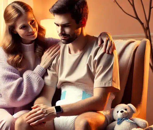 ABDL mommy giving John diaper therapy and adult baby care