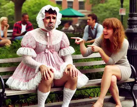 Husband humiliated on another public outing in adult diapers